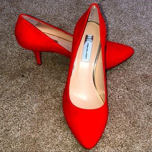 INC Zitah mid pump heel in Papaya/orange. 3” inch heel, never been worn.